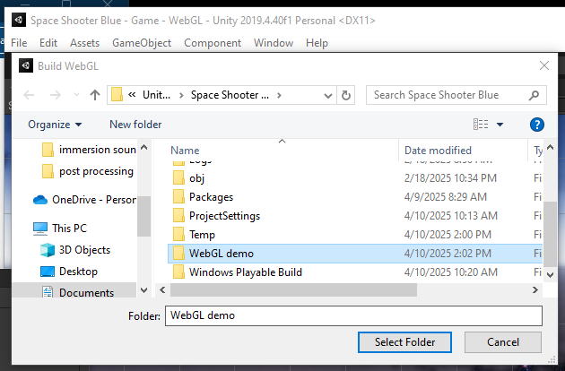 New folder with name “WebGL demo”
